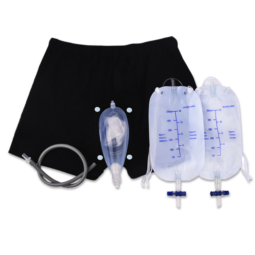 Men's Incontinence Briefs Leakproof Underwear For Men Detachable Urinal With Leg Bag And Silicone Urine Catheter Medium