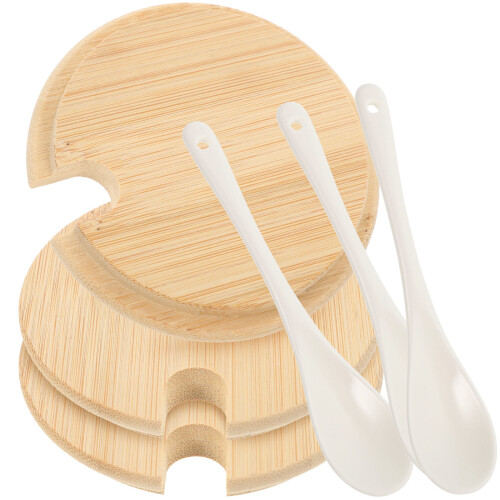 1Set Ceramic with Bamboo Mug Cover Set for Household Use