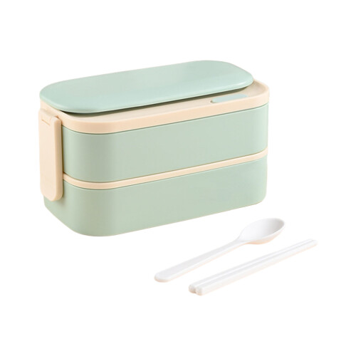 Boîte à lunch en acier inoxydable avec compartiments à-Vert