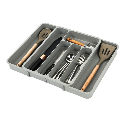 Silverwares Besteck-Schubladen-Organizer,-grau