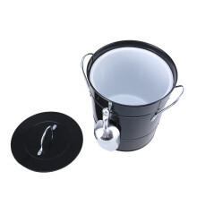 Seau à glace à Double poignée avec pelle et couvercle,-Noir