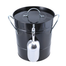 Metal Round Champagnes Bucket Double Handle Ice Bucket-Black
