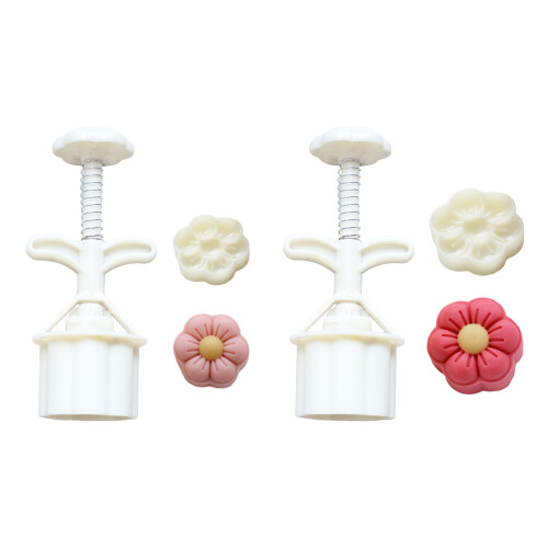 Delicate Flowers Shaped Mooncakes Mold White Plastic Set-50g 2