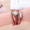 Women Weave Watch Studded Pearl Multi-Layer Bracelet (Red) 5