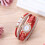 Women Weave Watch Studded Pearl Multi-Layer Bracelet (Red) 8