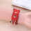 Women Weave Watch Studded Pearl Multi-Layer Bracelet (Red) 10