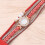 Women Weave Watch Studded Pearl Multi-Layer Bracelet (Red) 11