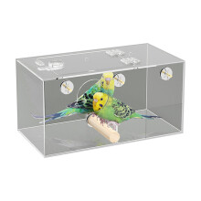 Bird Cage Mounted Feeding Box Clear Bird-Medium left opening
