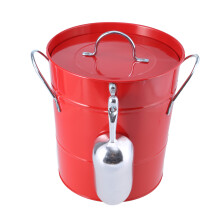 Round Beverage Tub with Shovel and Lid Double Handle Ice-Red