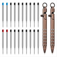 Set van 2 Bolt Action pennen, zeshoekige massief messing zakpen met 20 balpenvullingen E