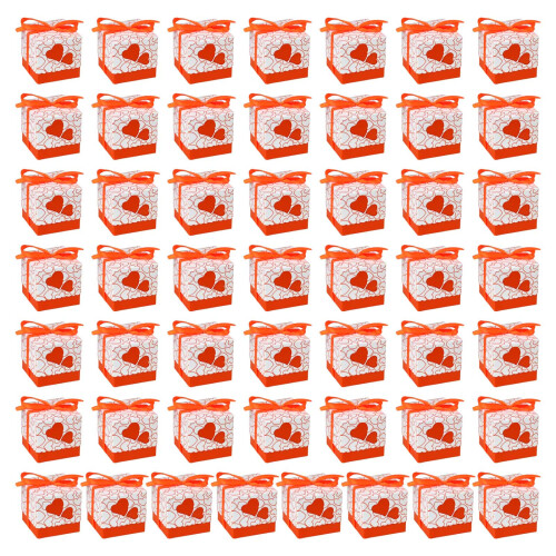 50Pcs Square Candy Boxes Multipurposes Collection Holder-orange