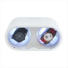 2 Slots Watch Winder for Automatic Watches Storage Box Automatic Winder Use USB Cable/Battery Mabuchi Mute Motor White