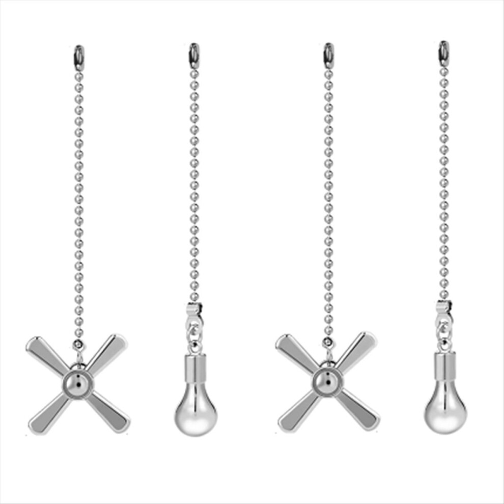 2Sets Ceiling Fan Pull Chain Ornaments,Fan Pulls Extension Chains Set, Decorative Metal Light Bulb And Fan Cord 4853277939575