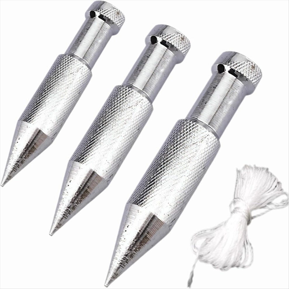 3Pcs Plumb Bob With String, Steel Plumb Bob, High Precision Vertical Building Measuring Tool,Lineman Tools 4853277938592