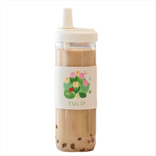 Leuk melktheekopje met rietje, eenvoudig mee te nemen, grote inhoud, melkbeker met deksel, transparante lekvrije beker met rietje (850 ml).
