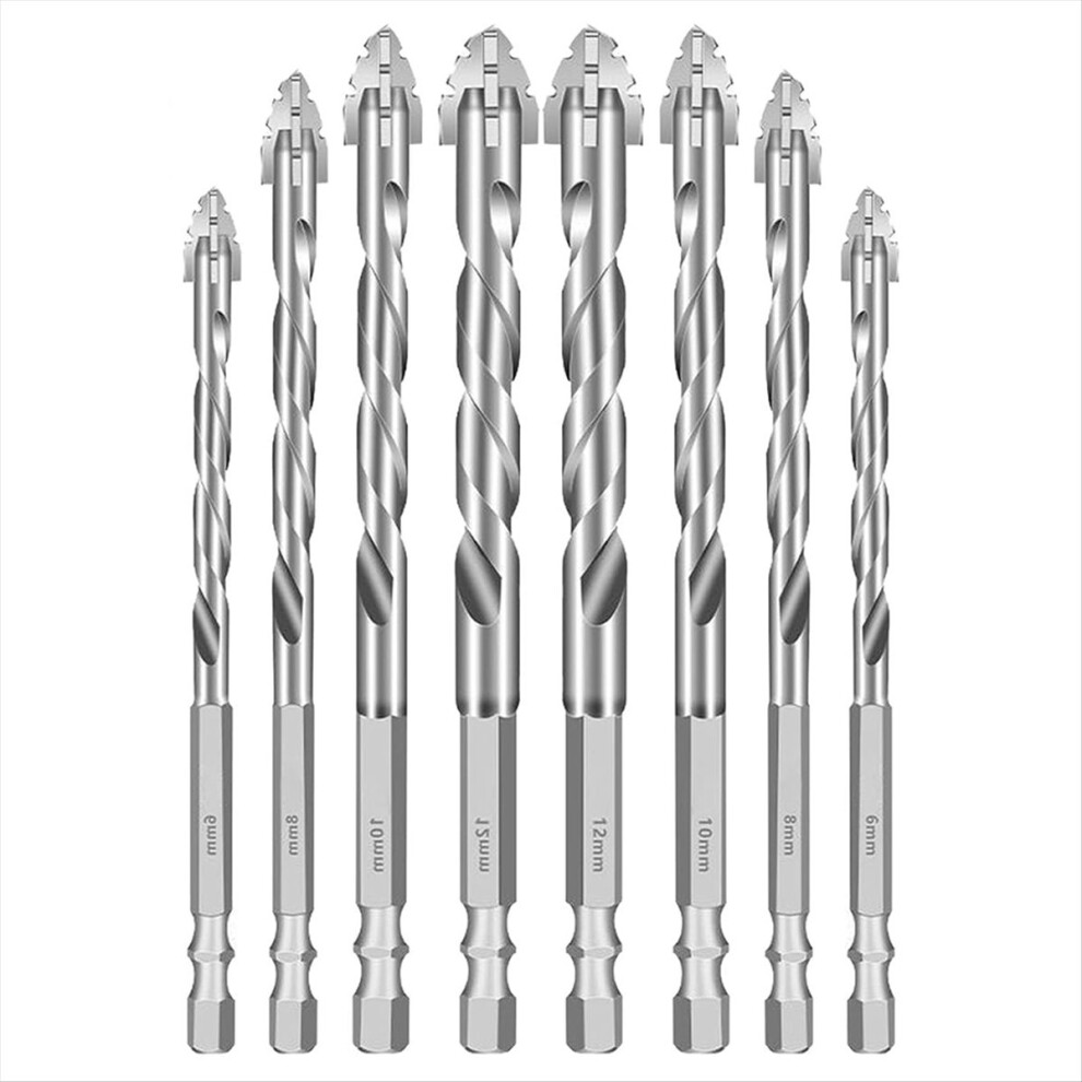 8Pcs Drill Bits, Multifunctional Wear- Masonry Drill Bit, Four-Flute Sawtooth Eccentric Drill Bit 4853277927626