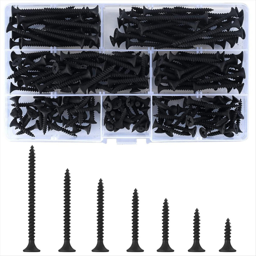 220Pcs M3.5 Screw Set Carbon Steel Flat Head Screw Self-Tapping Screws Assortment Kit Drywall Wood Screws Kit 4853277939650