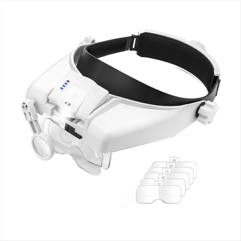 Magnifying Glasses with Light, Headband Magnifying Glasses for Close Work, with 5 Lenses & Two Led Lamps,Heads Magnifier