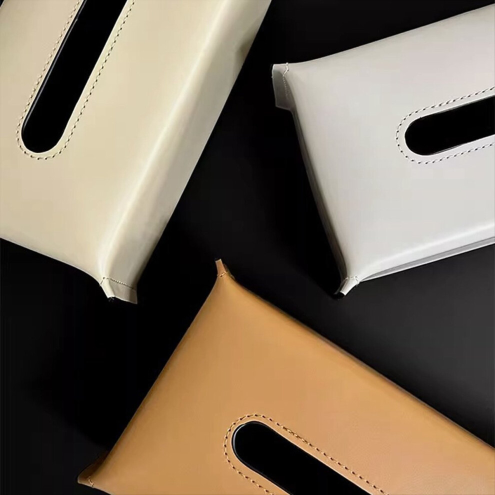 Tissue Box Synthetic Leather Napkin Case Living Room Tissue Paper Holder Desktop Home Tabletop Decoration Grey-image-OPC-PNKYSYJ-NEW