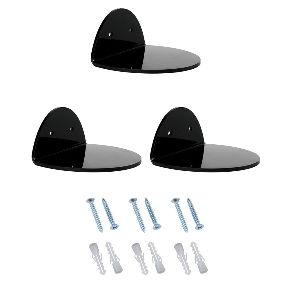 Contemporary Wall Mounted Acrylic Floating Wall Shelves-Black 7732000289255