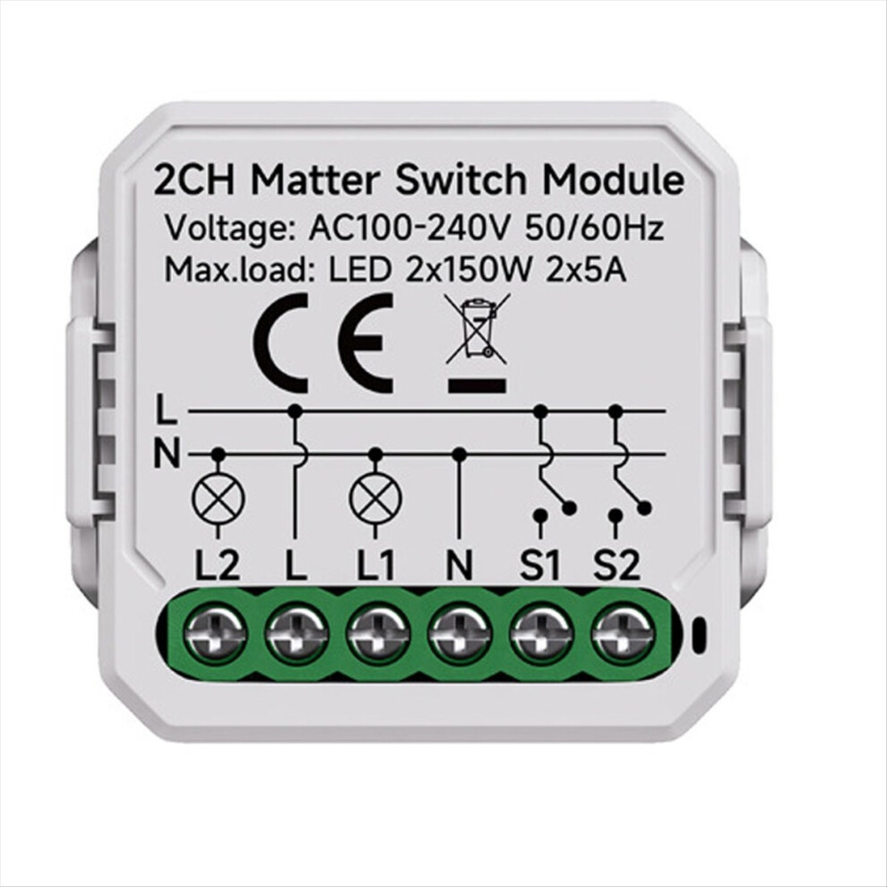 2 Gang Matter Wifi Switch Module Smart Home Relay Automation Breaker Work With Home 2Ch 4851810614316