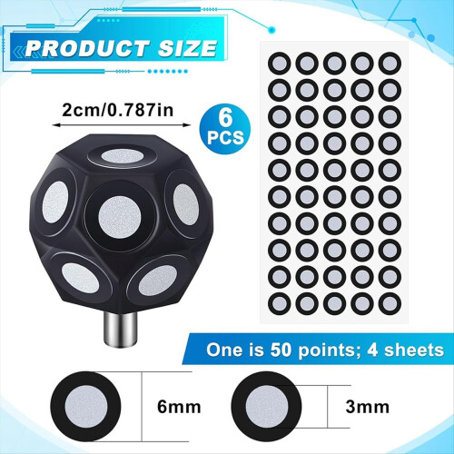 6 Pcs Multi-Angle Marker Set 100 Point 3D Scanner Markers Dot Stickers Scanning -Scanner Turntable 3mm Dot 1