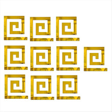 60Pcs DIY Geometric Shape Acrylic Decorative Mirror Stickers Removable Adhesive Wall Mirror Décor for Living Room,Gold