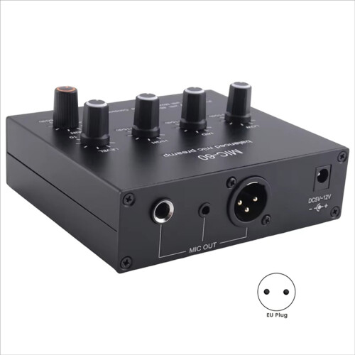 MIC-60 3-Band Equalizer Balanced Mic Preamp Microphone Preamplifier with DC Cable and 6.5mm Cable EU Plug 1