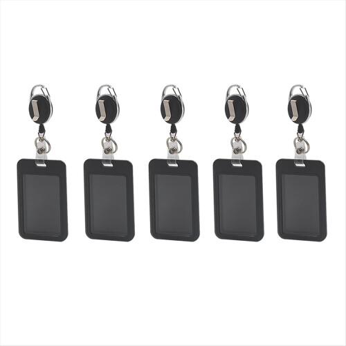 5PCS Work Permit Card Set - Rope Retractable Neck Hanging Document Card Set - Chest Tag Access Control Protective Set
