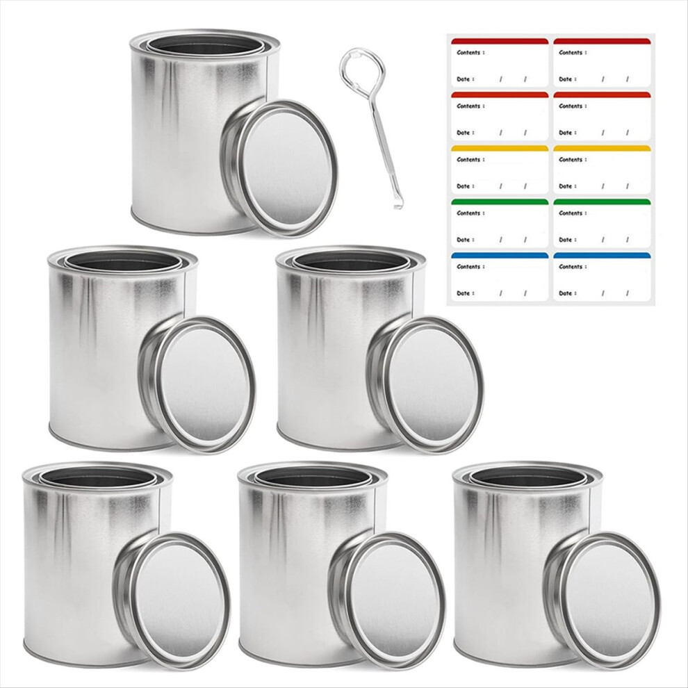 Empty Paint Cans With Lids 1 Quart Paint Storage Containers 6 Pieces Metal Can Buckets For Preserving Paint With Bottle 4853277931500