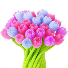 Color Changing Tulip Flower Pens, 50 Pcs Tulip Gel Ink Pen Bulk for Birthday Party Favors Gift School Classroom
