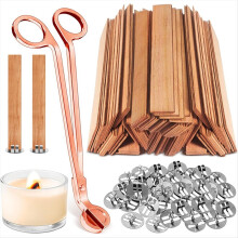 120 mèches en bois larges pour la fabrication de bougies, avec coupe-mèche, pour pots de 225 g (8 oz), faciles à brûler.