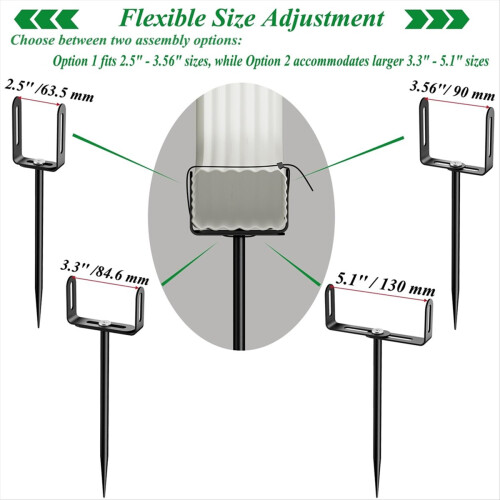Downspout Bracket,Heavy Duty Size-Adjustable Storm-Proof Downpipe Bracket,Easy Install,for Lawn,Yard & Industrial Use 2
