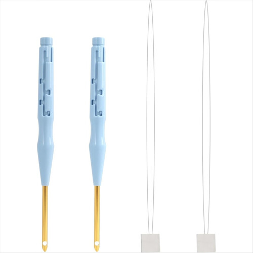 2 Pack Adjustable Punch Needle-Tool & -Embroidery Tools, with Needle-Threaders for Hand Sewing, Kit Tool Handmade