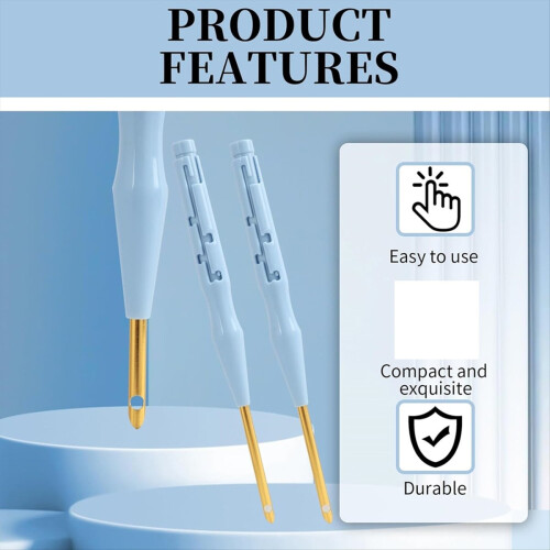 2 Pack Adjustable Punch Needle-Tool & -Embroidery Tools, with Needle-Threaders for Hand Sewing, Kit Tool Handmade 2