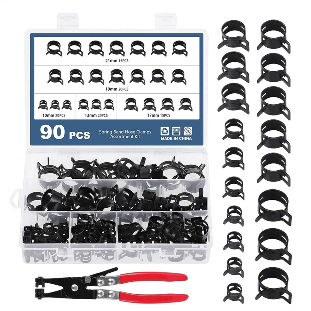 91Pcs Spring Band Hose Clamps Assortment Kits With Hose Clamp Pliers Silicone Vacuum Hose Pipe Clamp Air Clip Clamp 4851810675775