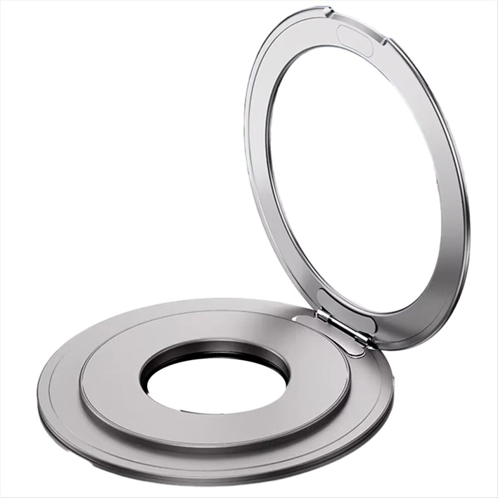 360 Rotation Metal Strong Magnetic Suction Rotating Folding Ring Phone Holder Universal Tablet Desktop Stand Silver 4851810678035