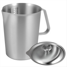 2-Liter-Messbecher aus Edelstahl 304 mit Deckel und Markierungen, Milchkännchen für Restaurants, Küche, Kaffee