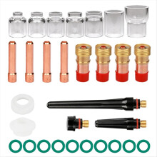 30-delige TIG-lasbranderaccessoiresset met korte gaslens (4-12 cup) voor TIG-17/18/26 lastoortsen, lasbenodigdheden van 3,2 mm.