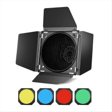 BD-04 Abschirmklappenfilter mit Wabengitter und 4 Farbfiltern für Bowen Standardreflektoren – Unverzichtbares Fotozubehör