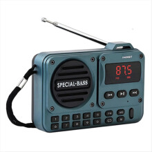 Oplaadbare draagbare digitale FM-radio met led-display, Bluetooth 5.4 radioluidspreker, ideaal voor thuis en op reis, blauw.
