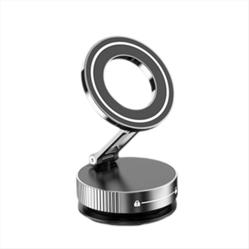 Car Mount Vacuum Magnetic Holder Foldable Strong Suction Stand With Metal Hinges For Cell Phone Silver 4851810677809