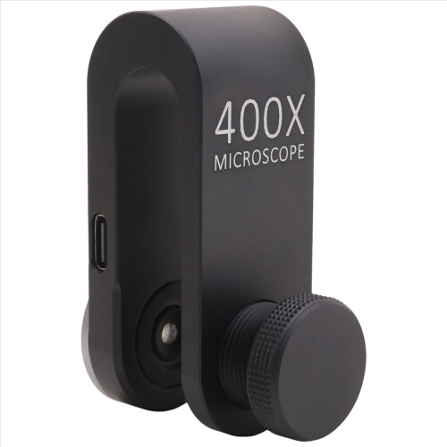 Microscope externe électronique HD 400X pour smartphone, avec identification de l'illuminant.