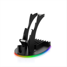 For Desktop Storage Stand Controller Stand with RGB Lights Headphone/Handle/Remote/Disc Desktop Storage Stand Black