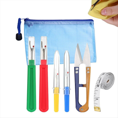6PCS Seam Ripper Tool with Zipper Bag, Steam -Sewing Tools Includes 2 Large/2 Small /Sewing Scissors 1