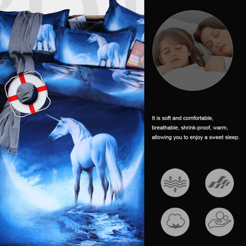 Bedding Set Twin Queen, Soft Microfiber Durable Construction, Comfortable Sleep Experience, Blue, 3PCS 2