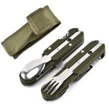 Überlebensbesteck-Set, rostfreies Edelstahl-Multifunktions-Campingbesteck für Outdoor-Aktivitäten