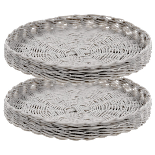 2Stk Mini Gewebtes Tablett Brot Korb Kleine Hausaccessoires