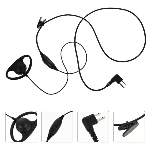 1Pc Black Intercom Headset PU Material Earpiece 2