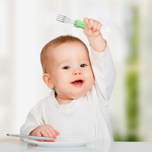 1 Set Couverts Bébé Apprentissage Fourchette Courte 2